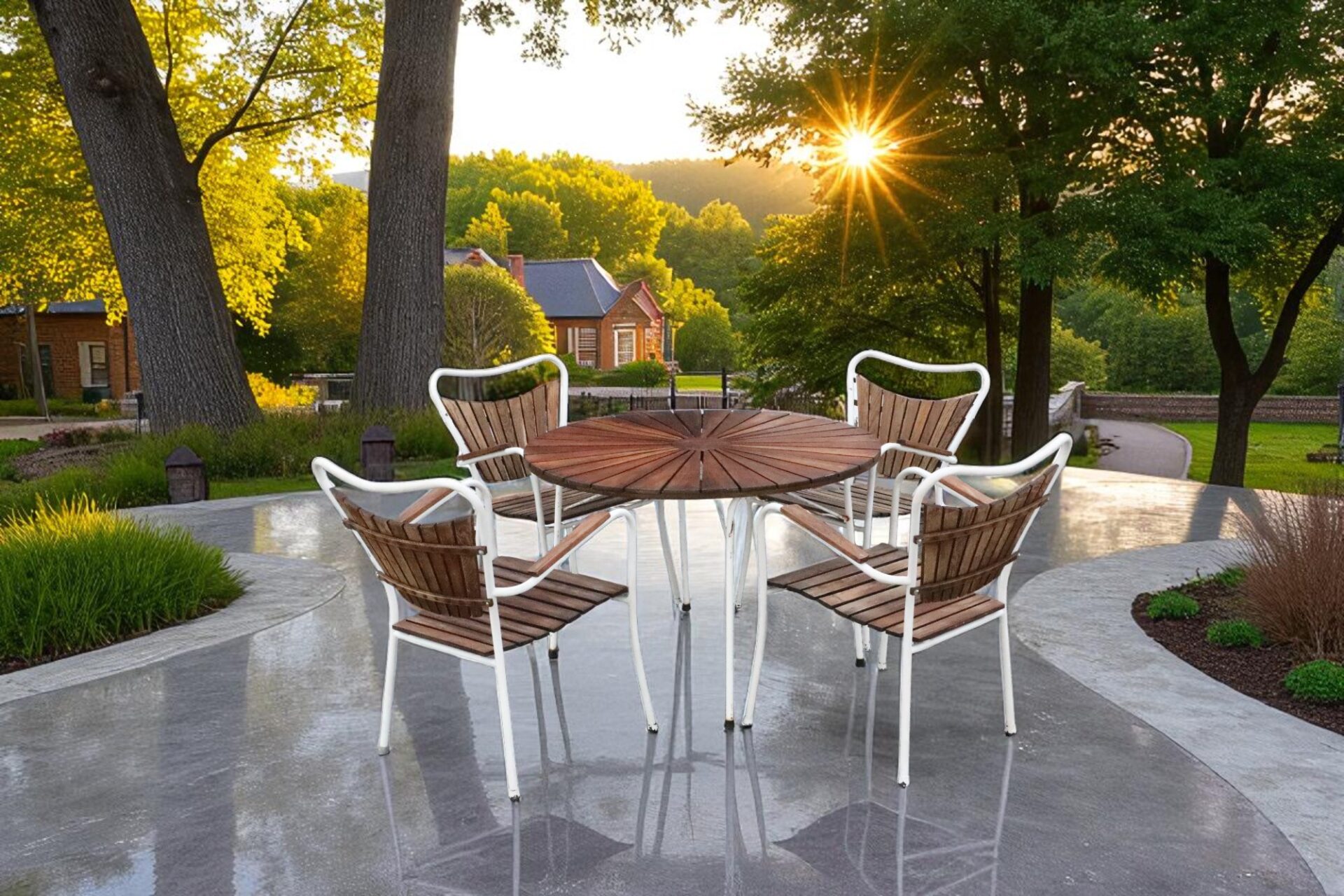 Läs mer om artikeln Daneline Marguerit trädgårdsbord samt trädgårdsstolar i massiv teak