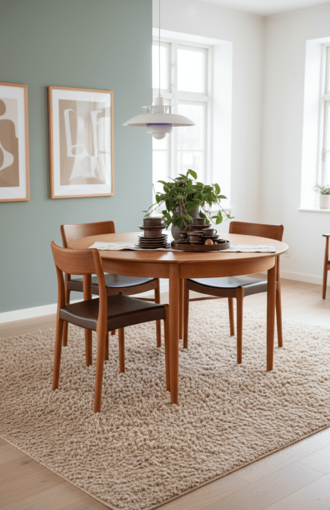 Danska matstolar i massiv teak med vintageskinn tidlös design och hög komfort