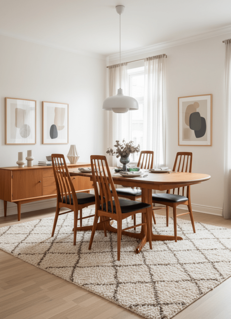 Eva-stolar i teak av Niels Kofoed – dansk designklassiker med svart skinn