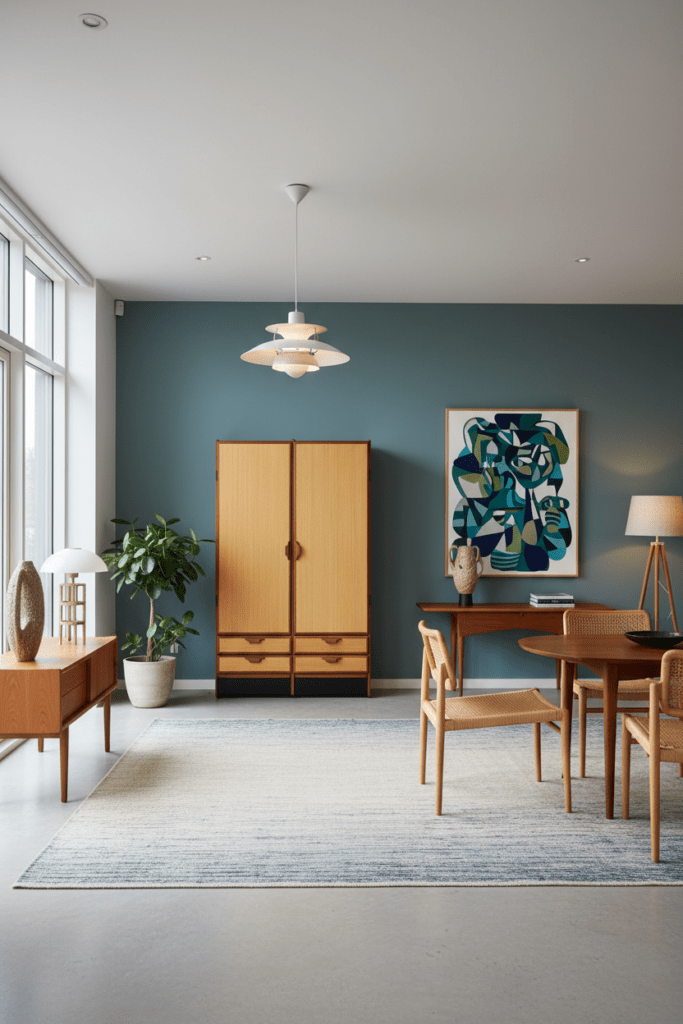 Omann Jun garderob i teak & Oregon Pine. 125x61x202 cm