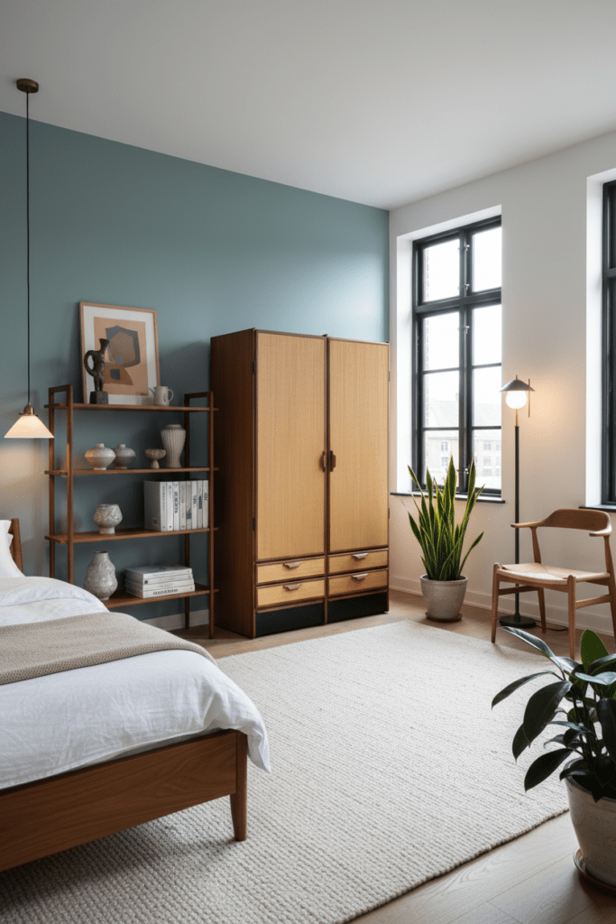Omann Jun garderob i teak & Oregon Pine. 125x61x202 cm