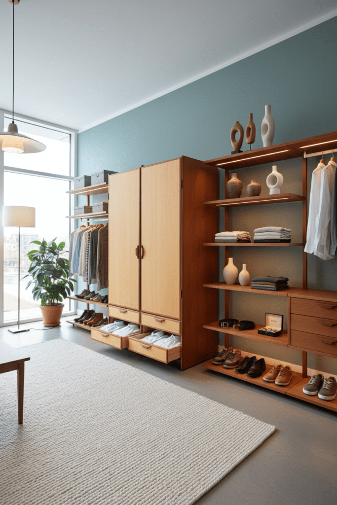 Omann Jun garderob i teak & Oregon Pine. 125x61x202 cm