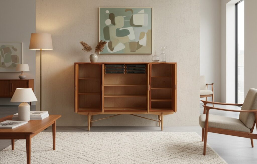 Danskt skåp i teak och ek 1960-tal. 170x42x121 cm