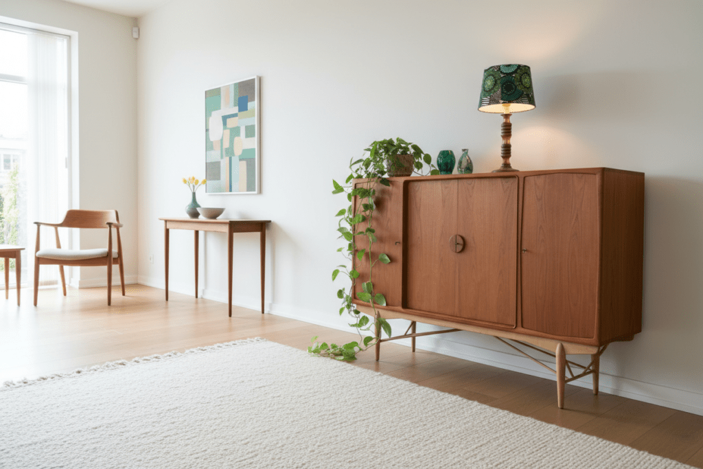 Danskt skåp i teak och ek 1960-tal. 170x42x121 cm