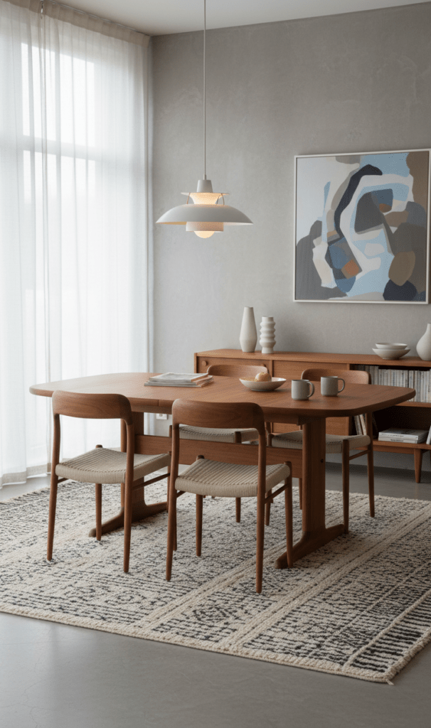 Niels Møller modell 75 stol i teak och flätad sits. 50 cm bred