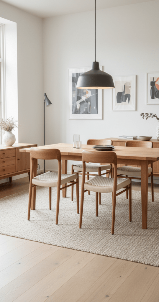 Niels Møller modell 75 stol i teak och flätad sits. 50 cm bred