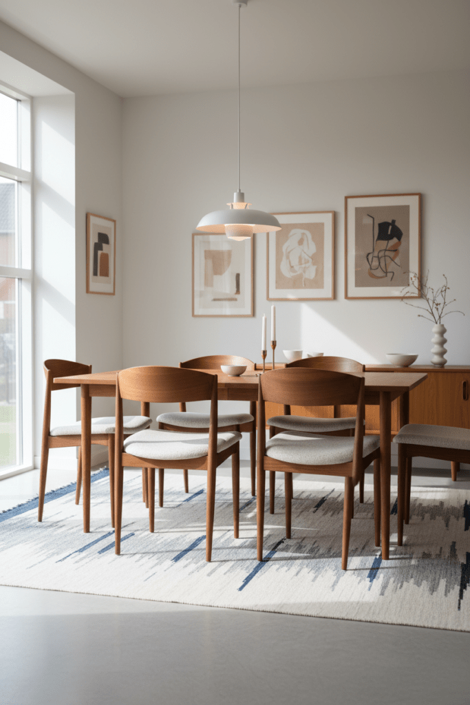 Fyra danska stolar i teak av Theodor Harlev för Farstrup Møbelfabrik. 50 cm bred