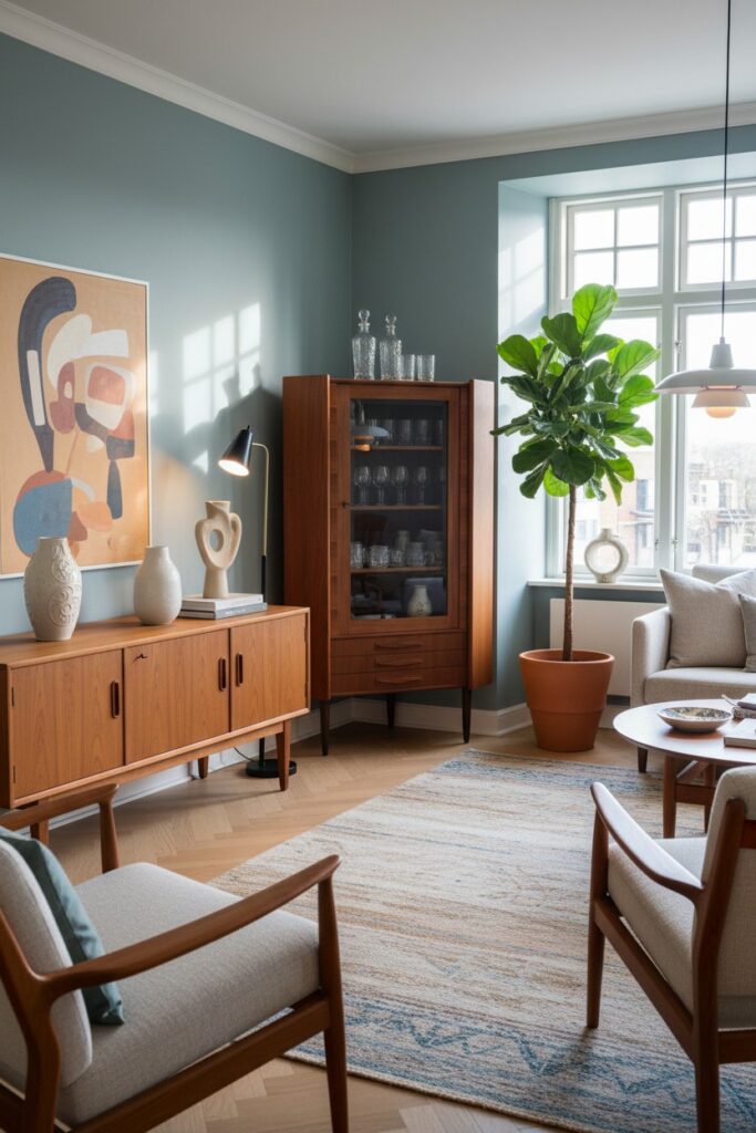 Gunni Omann Danmark hörnvitrinskåp i teak. 89x57x146 cm