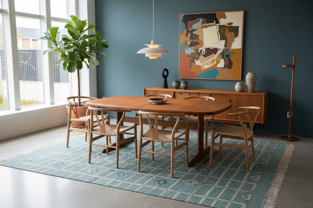Skovby Møbelfabrik ovalt matbord i teak. 165x100x73 cm+2×50 cm
