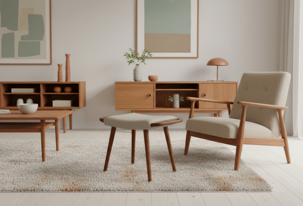 Dansk pall i teak med teakhandtag. 59x32x44 cm
