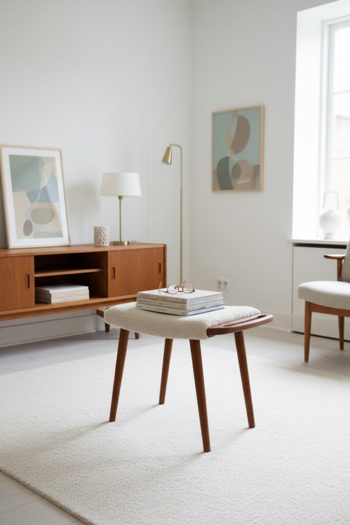 Dansk pall i teak med teakhandtag. 59x32x44 cm