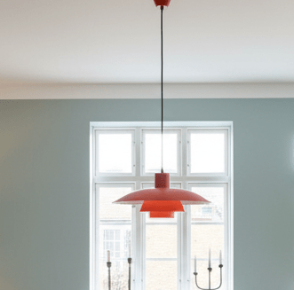 PH 4/3 pendel Poul Henningsen för Louis Poulsen orange och vit. 40 cm ø