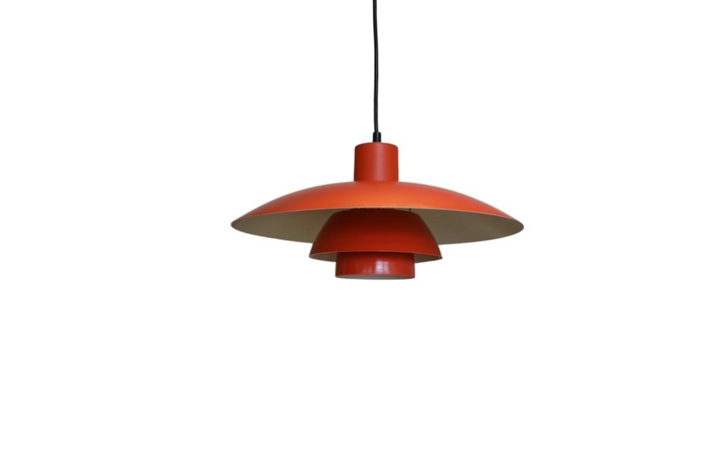 PH 4/3 pendel Poul Henningsen för Louis Poulsen orange och vit. 40 cm ø