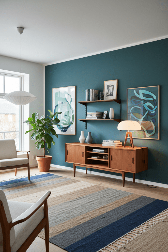 Kai Kristiansen vägghängt hylla i teak. 89x25x85 cm