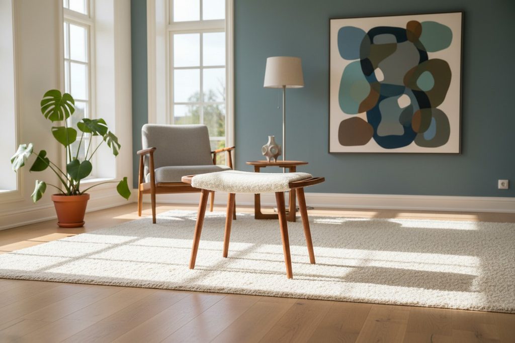 Dansk pall i teak med teakhandtag. 60x32x44 cm