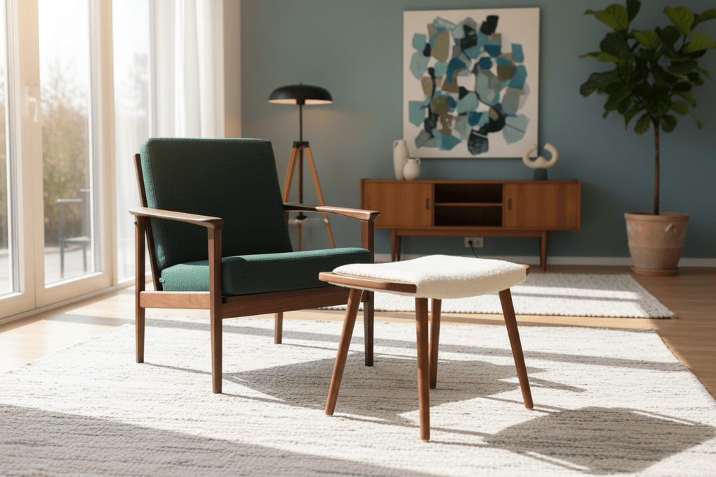 Dansk pall i teak med teakhandtag. 60x32x44 cm
