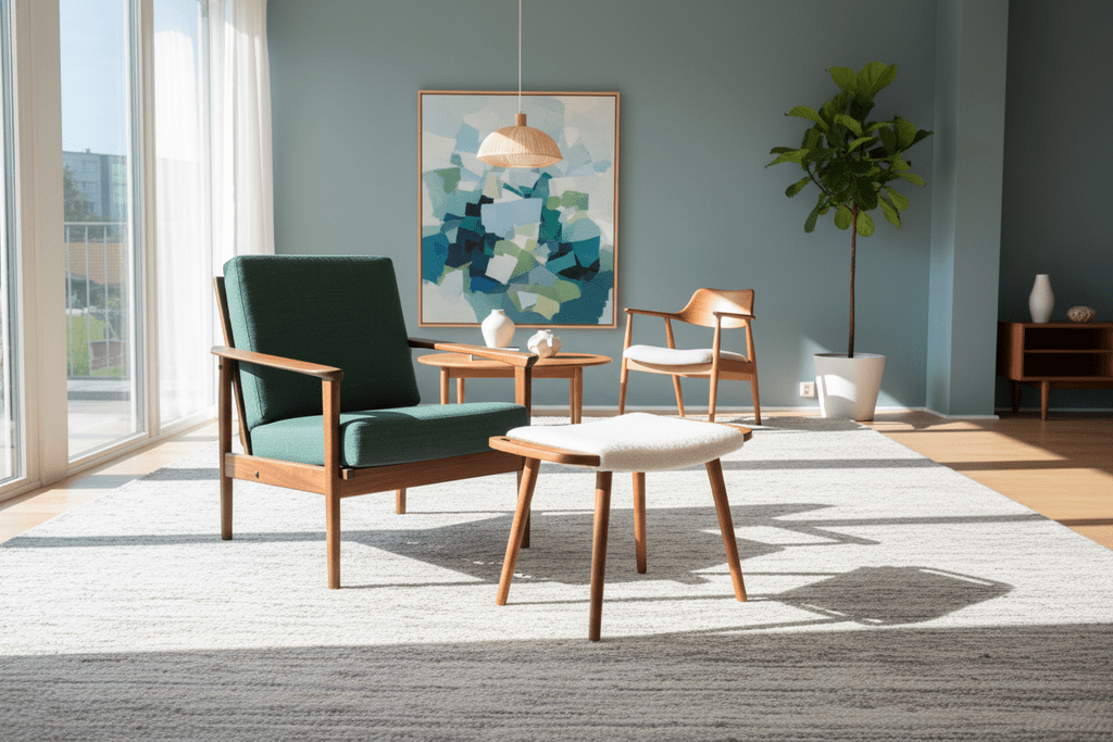 Dansk pall i teak med teakhandtag. 60x32x44 cm