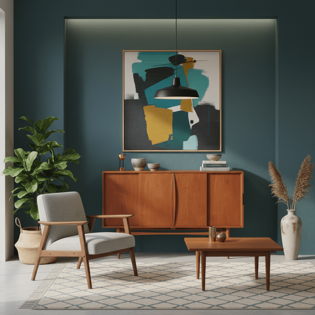 Danskt sideboard skåp i teak med skjutluckor Vintage 1960-tal