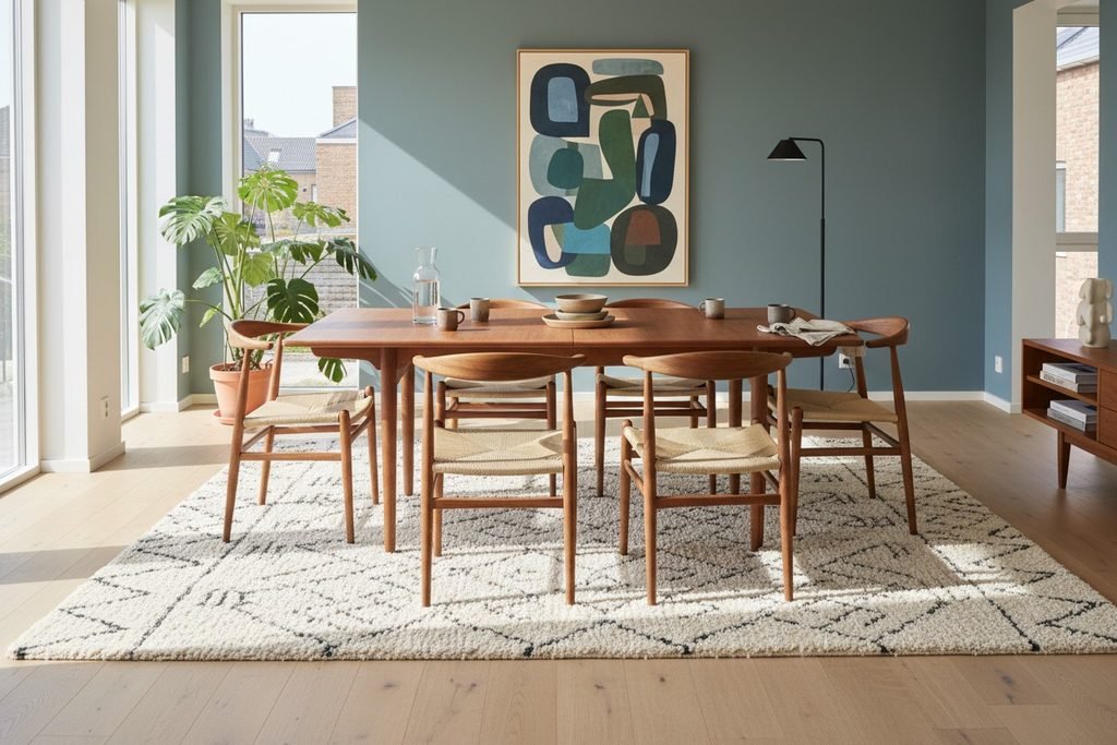 Hans J. Wegner matbord AT 310 i teak & ek för Andreas Tuck. 160x86x73+2×40 cm