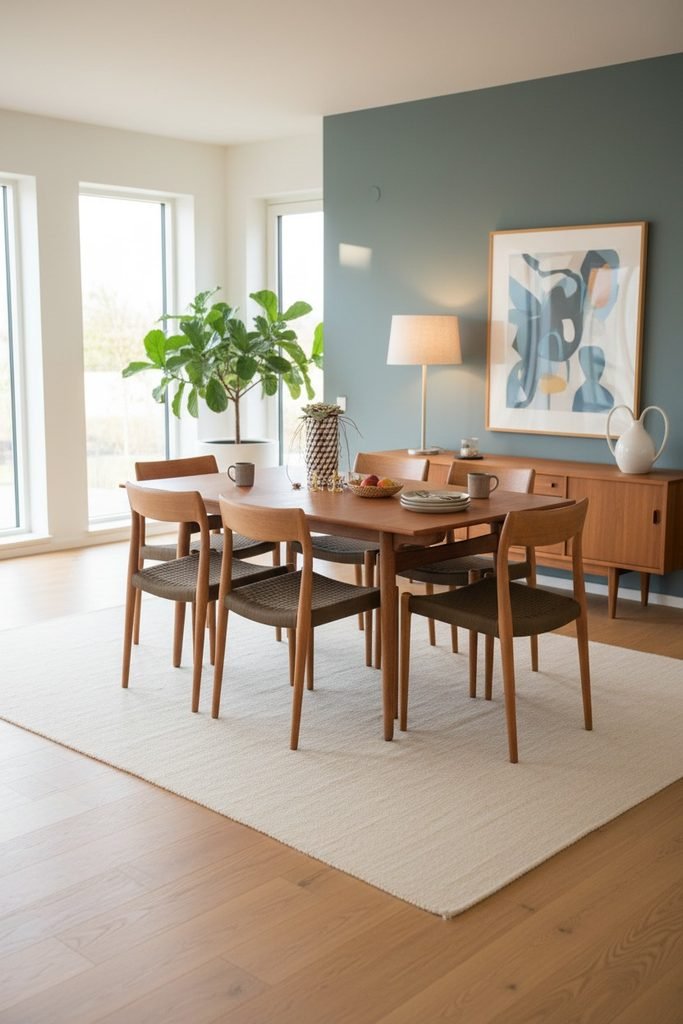 Hans J. Wegner matbord AT 310 i teak & ek för Andreas Tuck. 160x86x73+2×40 cm