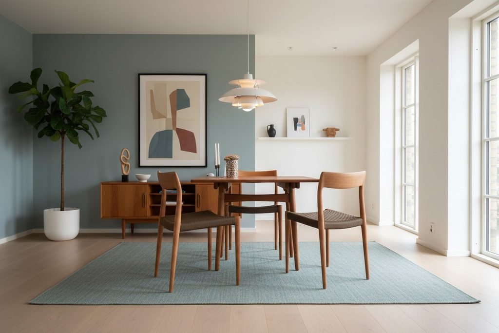 Hans J. Wegner matbord AT 310 i teak & ek för Andreas Tuck. 160x86x73+2×40 cm