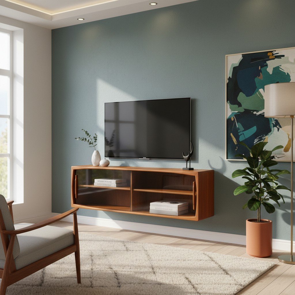 Vitrinskåp/vägghängt sideboard i teak HP Hansen Danmark. 160x32x50 cm