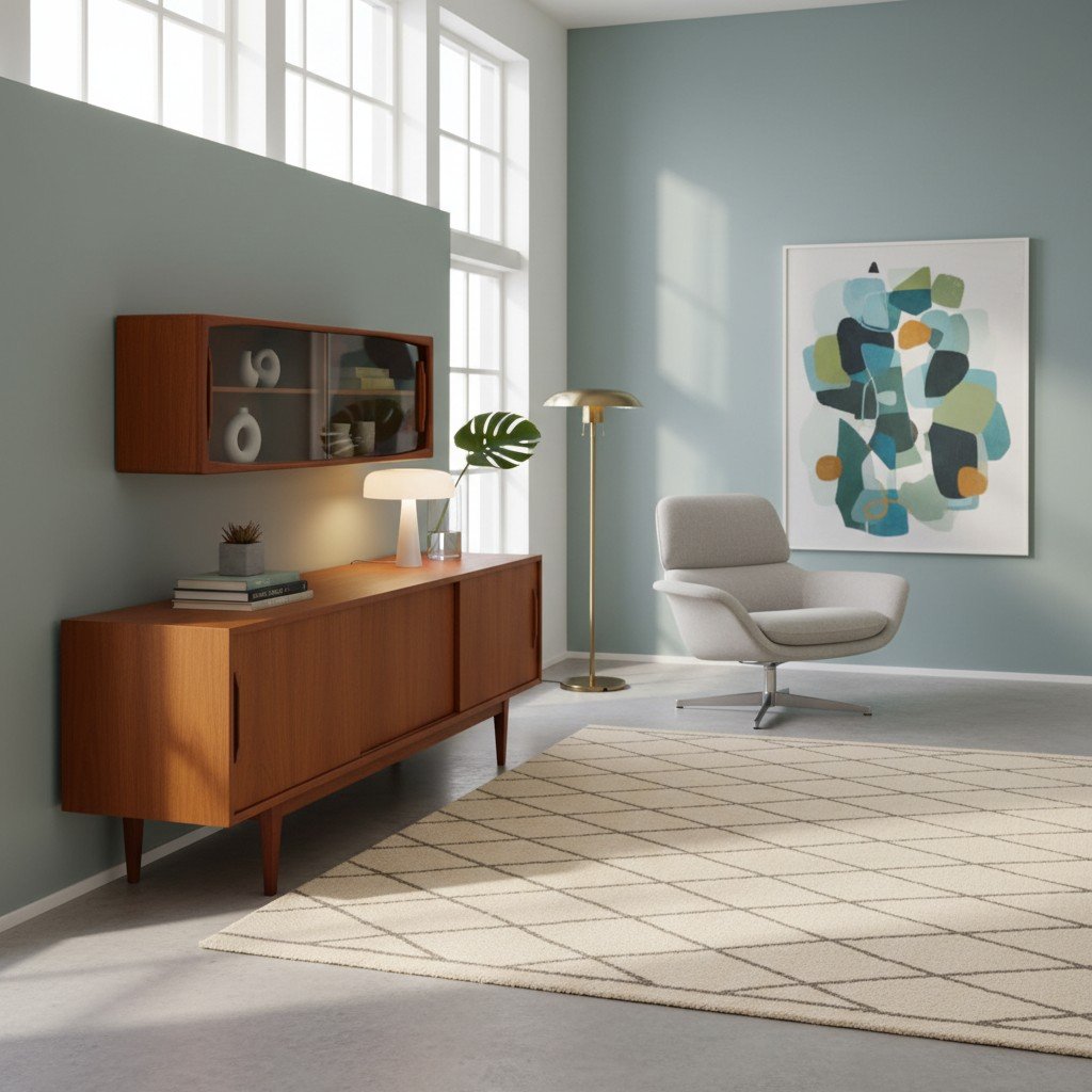 Vitrinskåp/vägghängt sideboard i teak HP Hansen Danmark. 160x32x50 cm