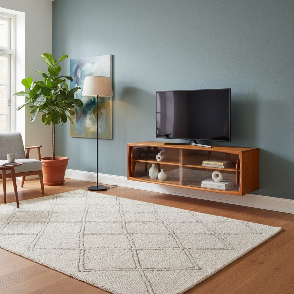 Vitrinskåp/vägghängt sideboard i teak HP Hansen Danmark. 160x32x50 cm