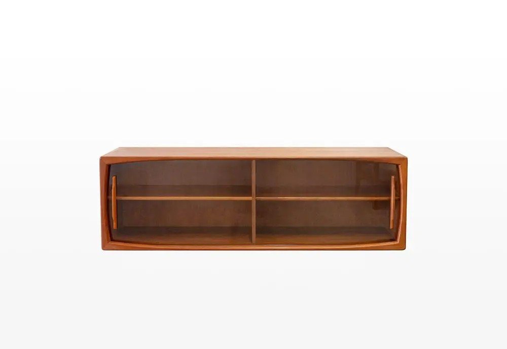 Vitrinskåp/vägghängt sideboard i teak HP Hansen Danmark. 160x32x50 cm