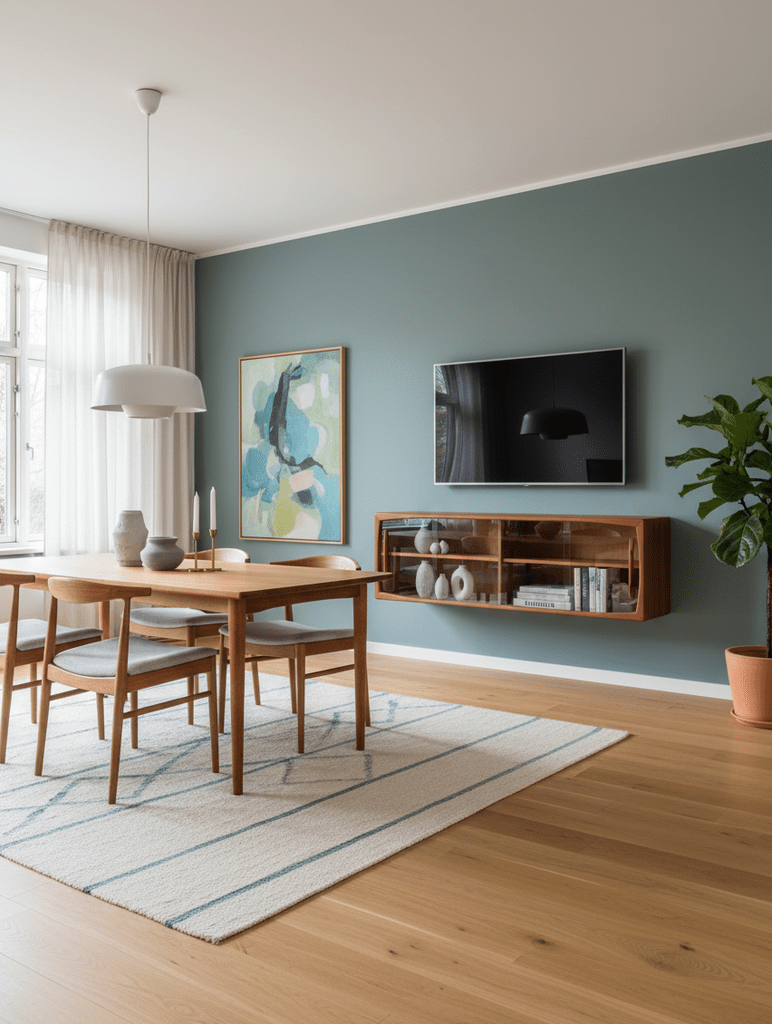 Vitrinskåp/vägghängt sideboard i teak HP Hansen Danmark. 160x32x50 cm