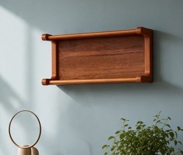 Vägghängd hylla i teak – Dyrlund, Danmark. 68x24x30 cm