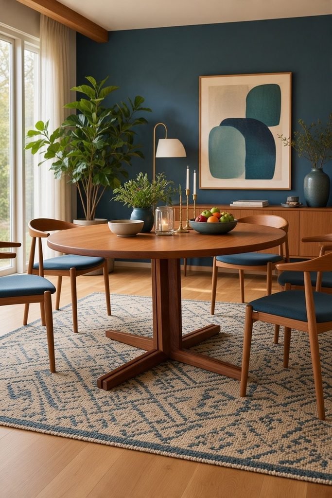 Danskt matbord i teak med pelarfot och iläggsskiva – Sigh & Sons Møbelfabrik