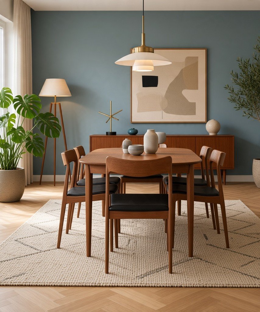 Henning Kjærnulf teakstol i teak med svart skinn. 50 cm bred